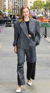 Chloe Moretz in a Grey Blazer