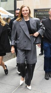 Chloe Moretz in a Grey Blazer