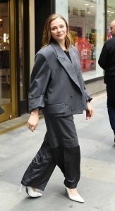 Chloe Moretz in a Grey Blazer