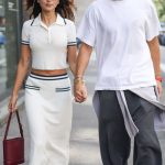 Eiza Gonzalez in a White Ensemble Was Seen Out in with Grigor Dimitrov in Milan 09/23/2025