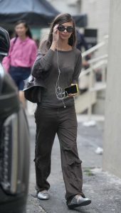 Emily Ratajkowski in a Brown Pants