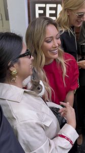 Hilary Duff in a Red Blouse