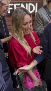 Hilary Duff in a Red Blouse