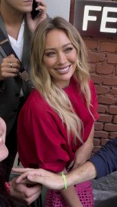 Hilary Duff in a Red Blouse