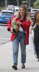 Hilary Duff in a Red Jacket