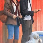 Isla Fisher in a Tan Blazer Leaves Dinner with Jesse Eisenberg at Matsuhisa in Los Angeles 09/23/2025