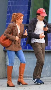 Isla Fisher in a Tan Blazer