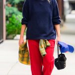 Jennifer Lawrence in a Red Track Pants Heads to the Gym in Los Angeles 09/22/2025
