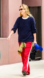 Jennifer Lawrence in a Red Track Pants