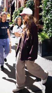 Jessica Alba in a Beige Sweatsuit