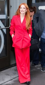 Jessica Chastain in a Red Pantsuit