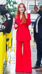 Jessica Chastain in a Red Pantsuit