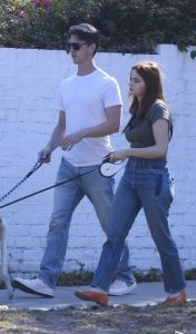 Joey King in a Grey Tee