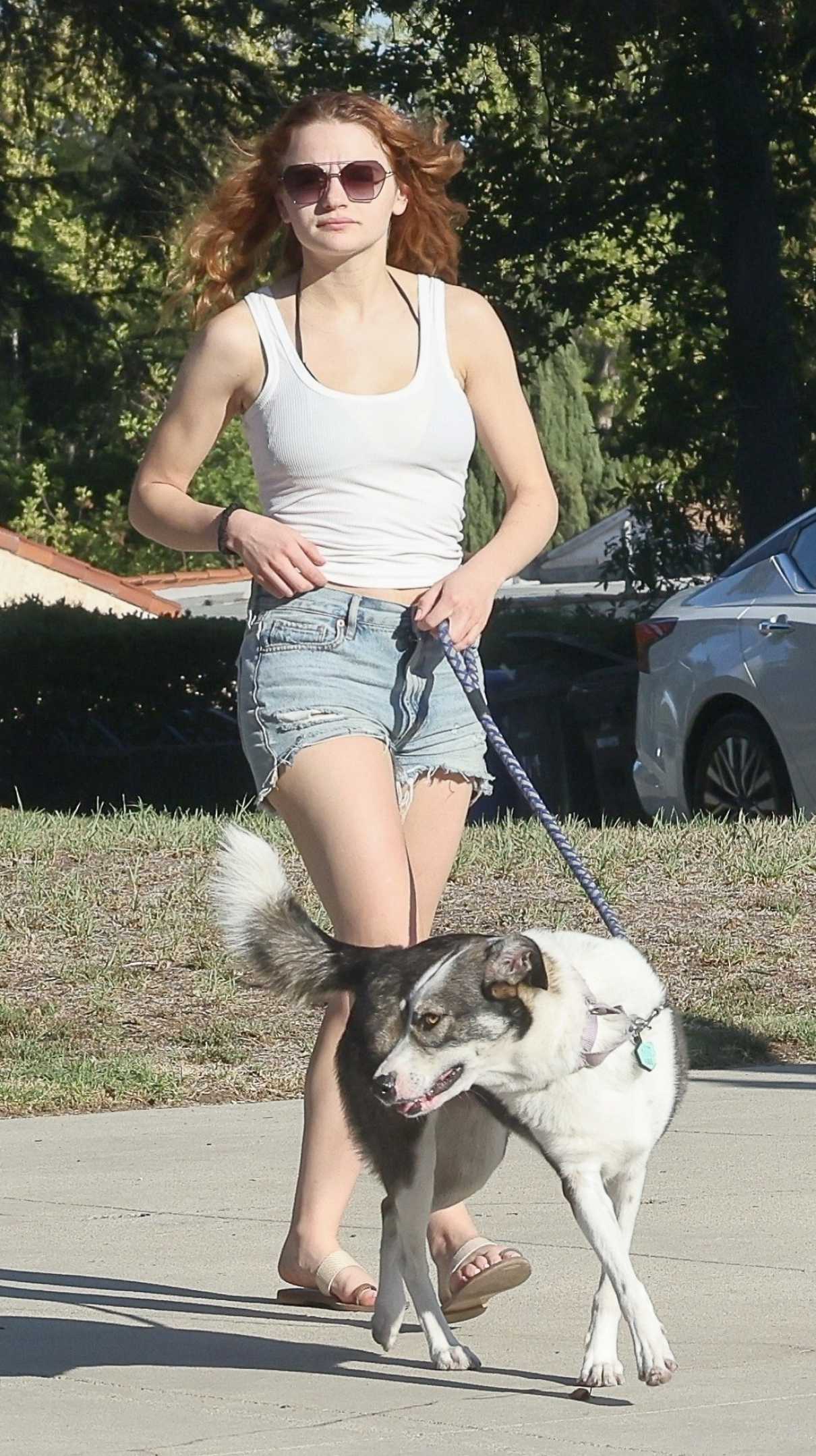 Joey King in a White Tank Top