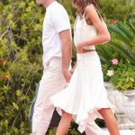 Kaia Gerber in a White Ensemble Arrives at Hotel Excelsior with Lewis Pullman in Venice 09/02/2025