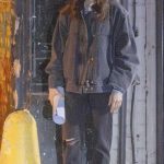 Lily Collins in a Black Denim Jacket Films a Scene for Close Personal Friends in London 09/26/2025