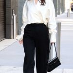 Lily James in a White Blouse Heads to a Taping of The View in New York 09/18/2025