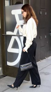 Lily James in a White Blouse