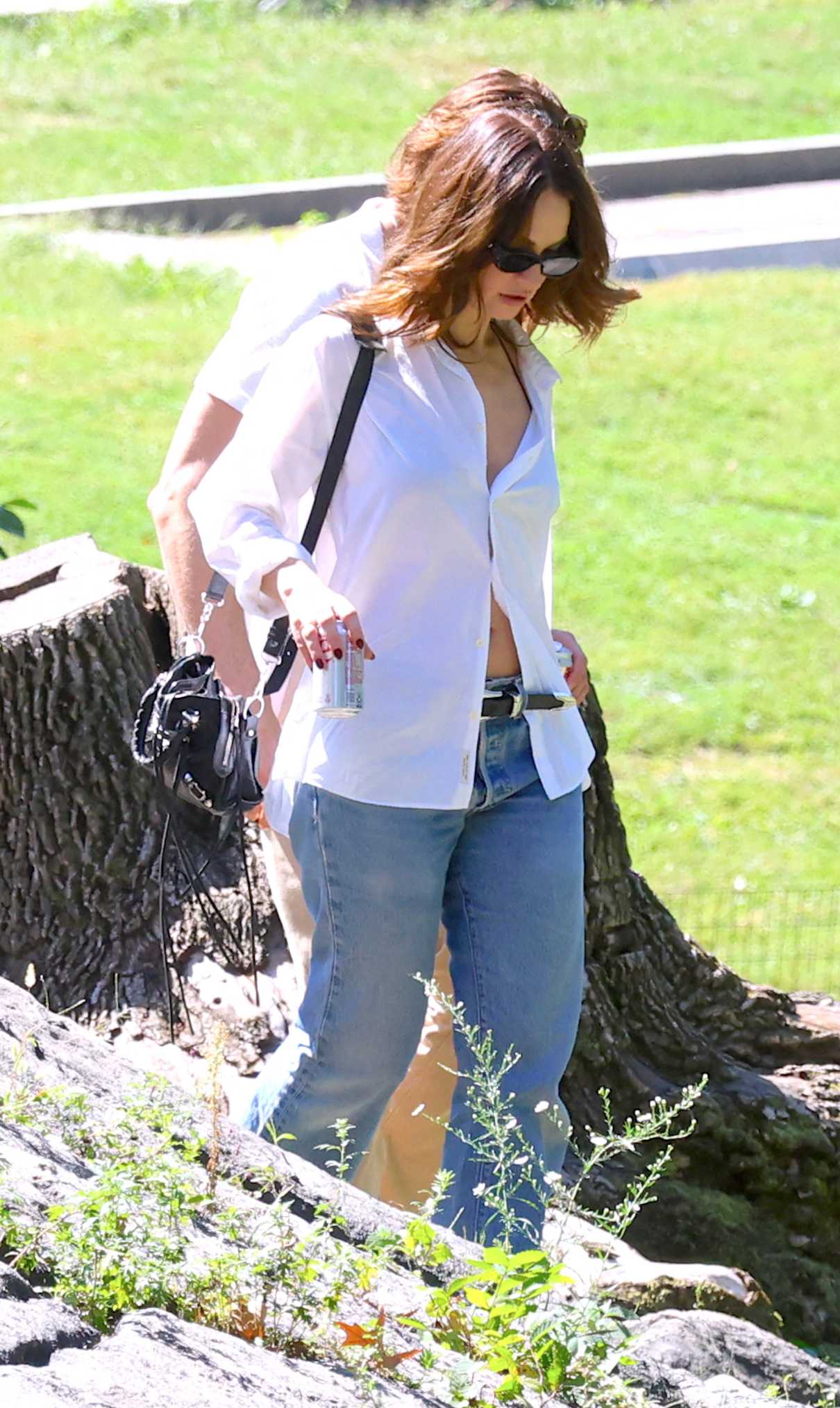 Lily James in a White Shirt