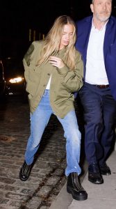 Margot Robbie in an Olive Shirt