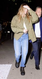 Margot Robbie in an Olive Shirt