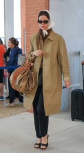 Mia Goth in a Beige Trench Coat