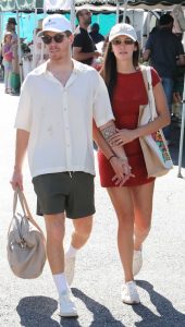 Nina Dobrev in a Red Mini Dress