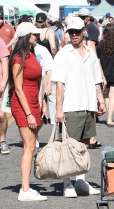 Nina Dobrev in a Red Mini Dress