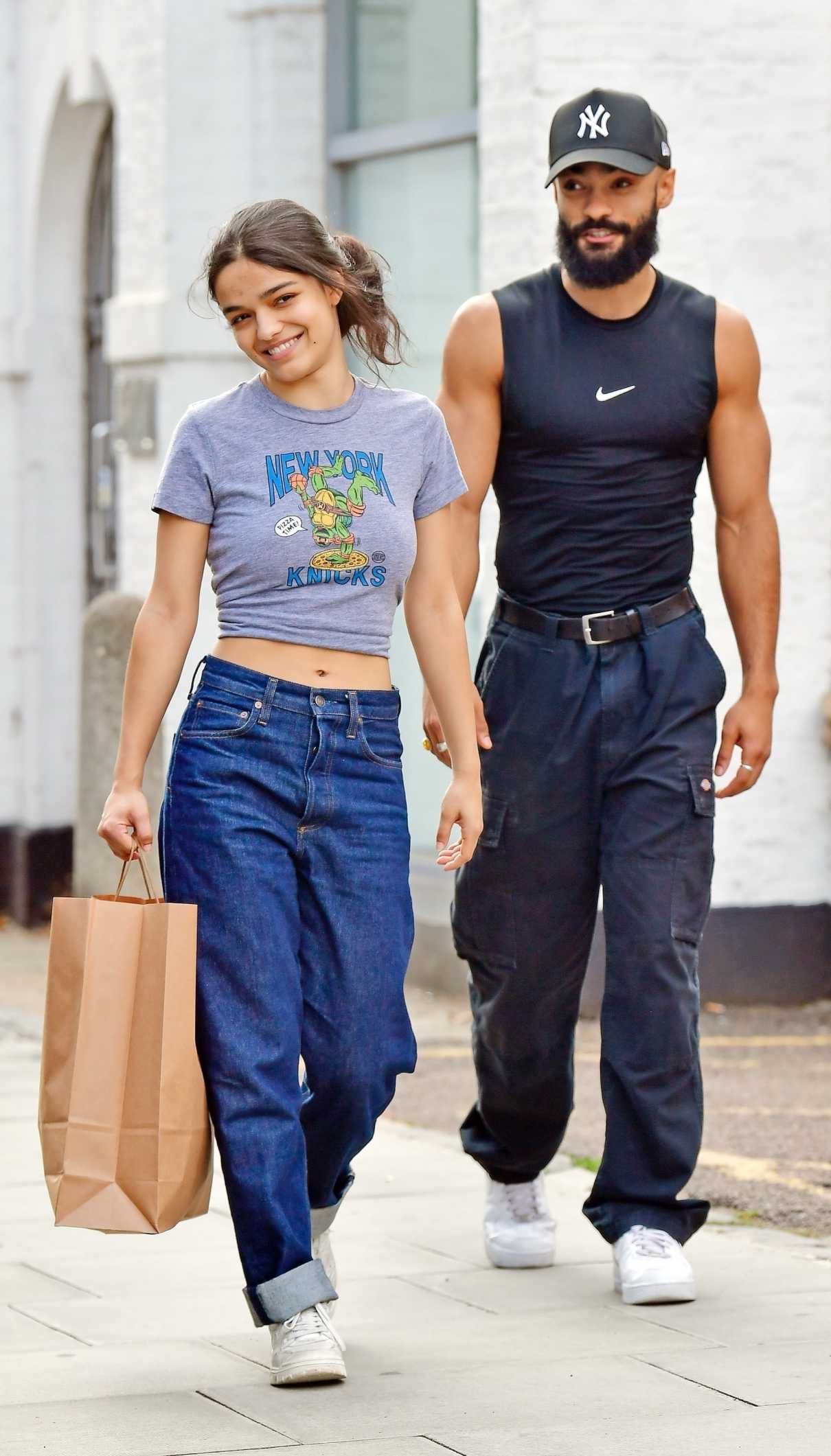 Rachel Zegler in a Grey Tee