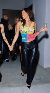 Anastasia Karanikolaou in a Black Leather Pants