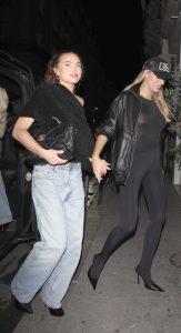 Brooks Nader in a Black Leather Jacket