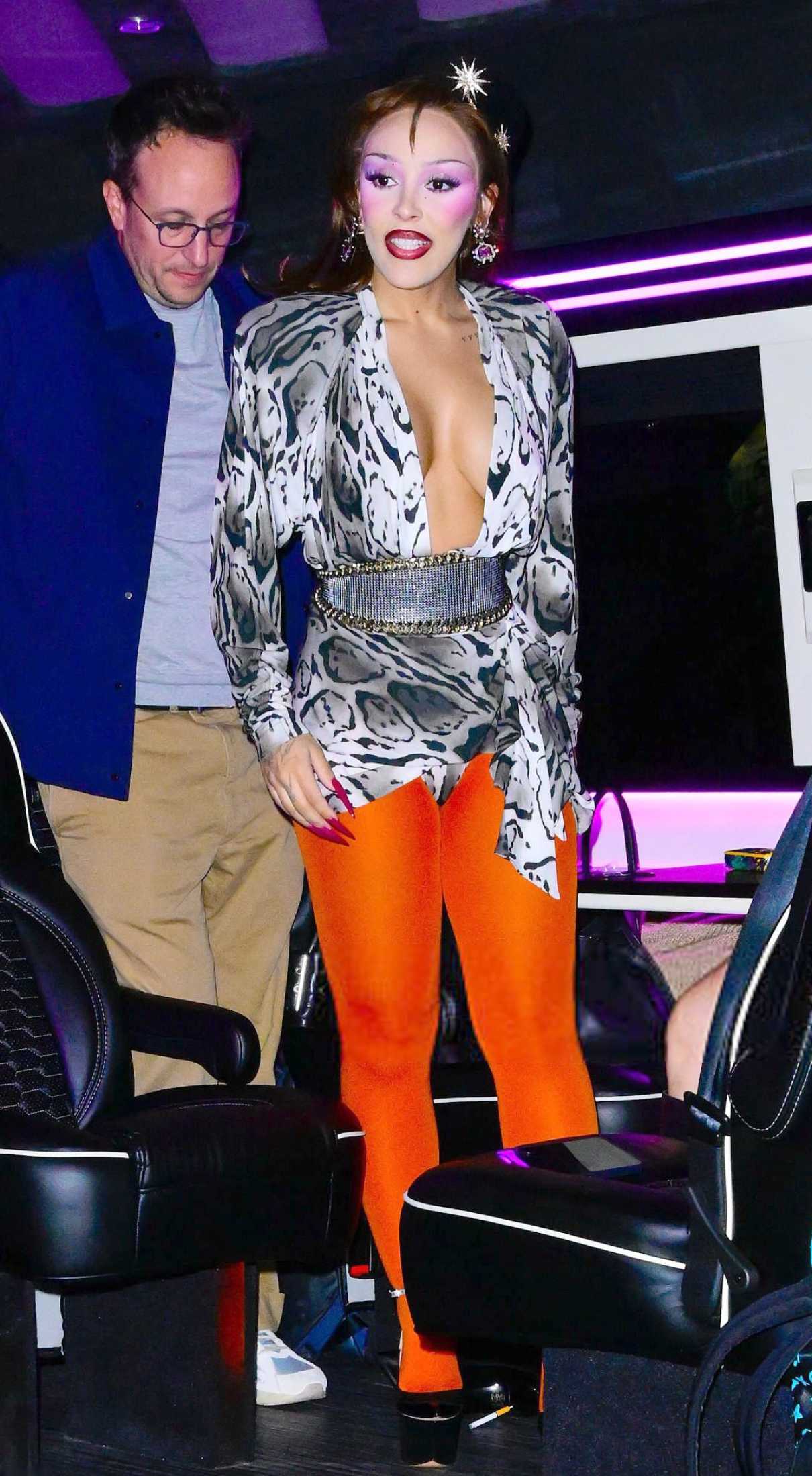 Doja Cat in an Orange Leggings