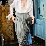 Elle Fanning in a White Blouse Was Seen Outside a Brunch at Sadelle’s in New York City 09/30/2025