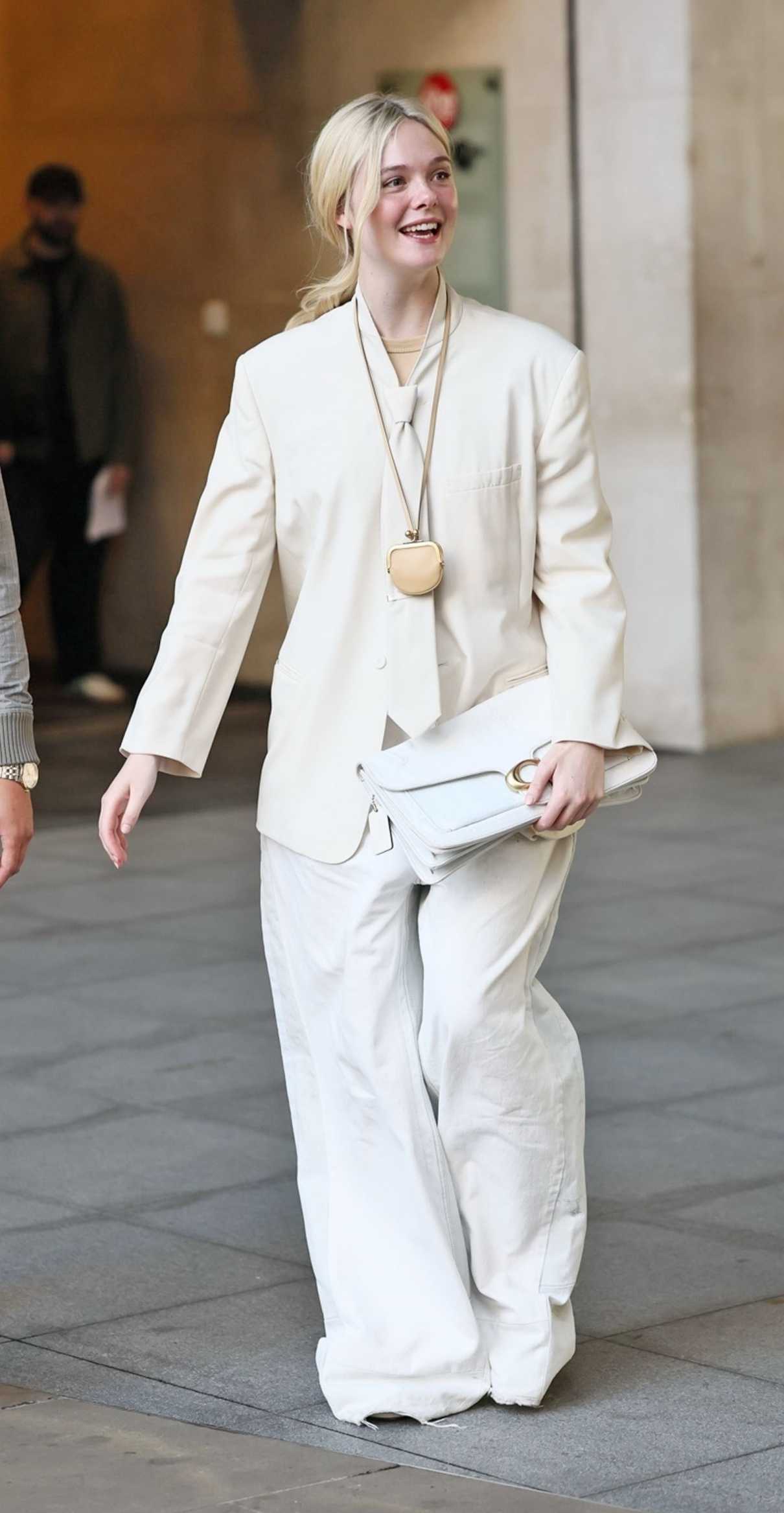 Elle Fanning in a White Ensemble