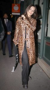 Emily Ratajkowski in a Leopard Print Trench Coat