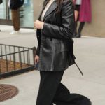 Hailey Bieber in a Black Leather Jacket Was Spotted Out for Lunch in Greenwich Village in New York City 10/29/2025