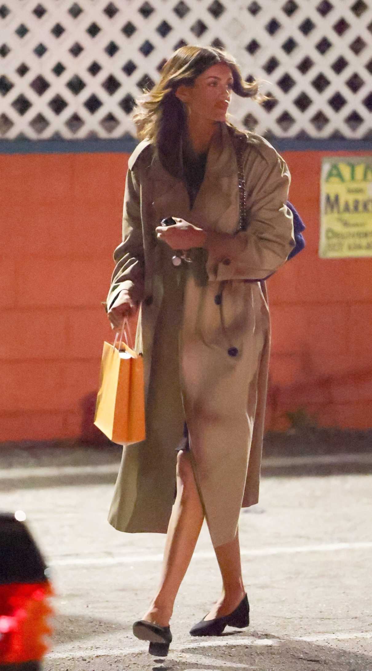 Kaia Gerber in a Beige Trench Coat