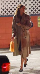Kaia Gerber in a Beige Trench Coat