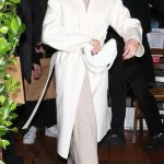 Selena Gomez in a White Coat Out for Dinner with Friends in Santa Monica 10/23/2025