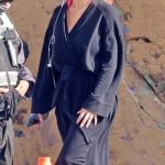 Sydney Sweeney in a Black Bathrobe Shooting Scenes for Euphoria in Malibu 10/22/2025