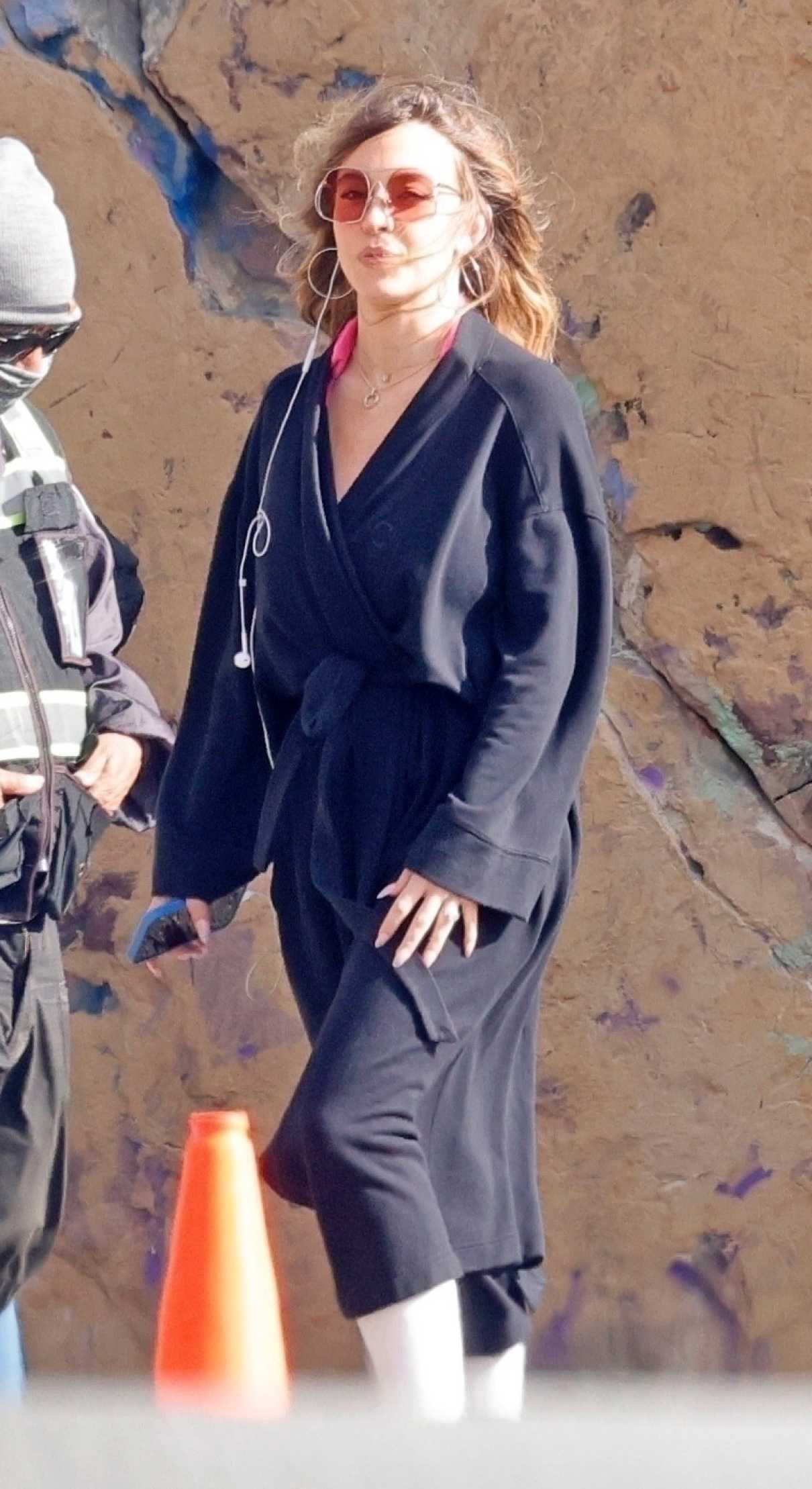 Sydney Sweeney in a Black Bathrobe