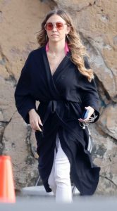 Sydney Sweeney in a Black Bathrobe