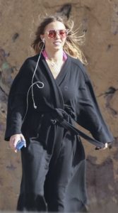 Sydney Sweeney in a Black Bathrobe