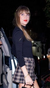 Taylor Swift in a Plaid Mini Skirt