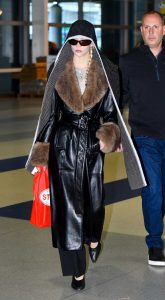 Anya Taylor-Joy in a Black Leather Coat