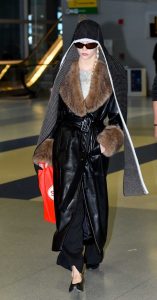 Anya Taylor-Joy in a Black Leather Coat