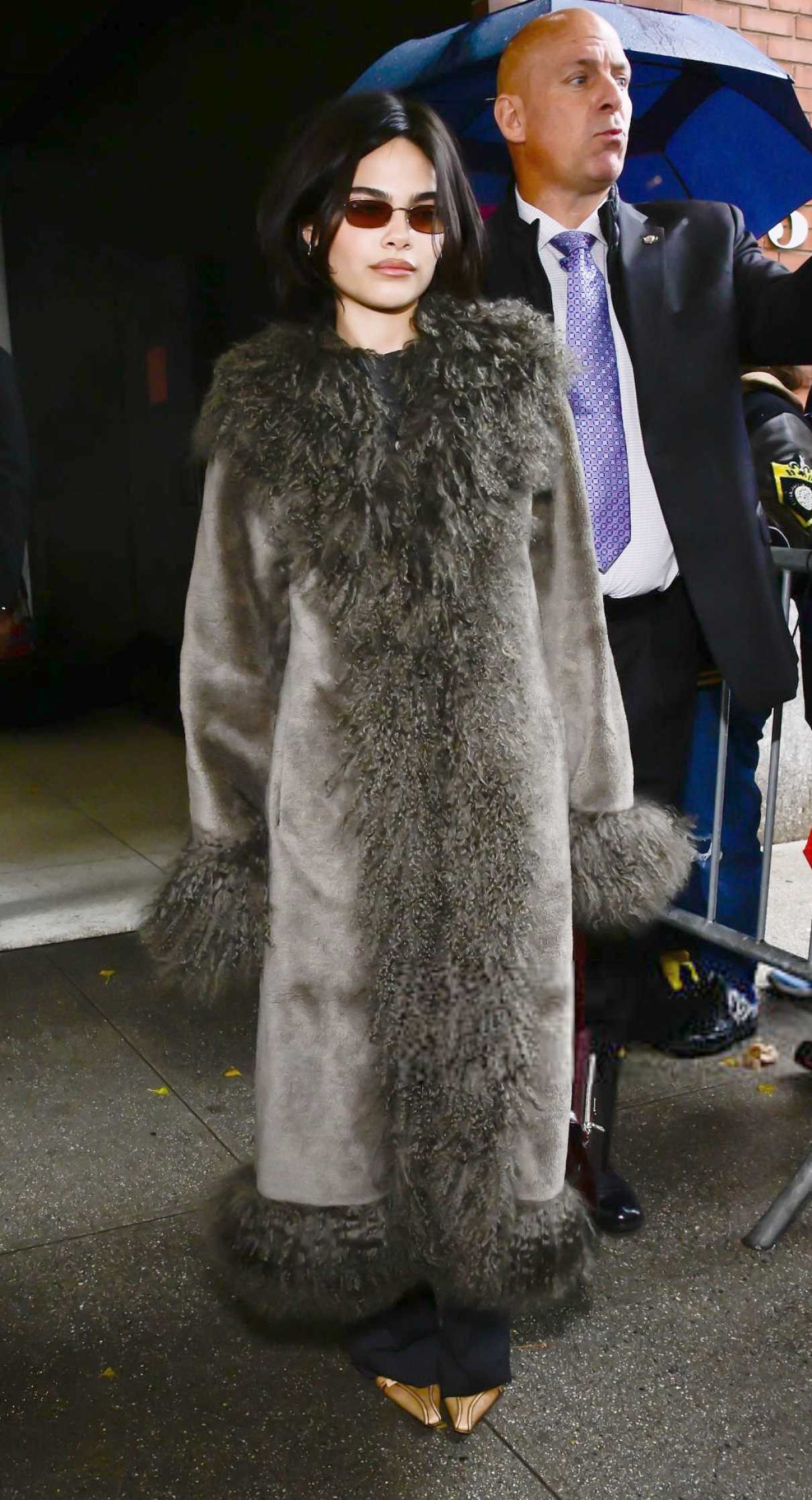 Ariana Greenblatt in a Grey Coat