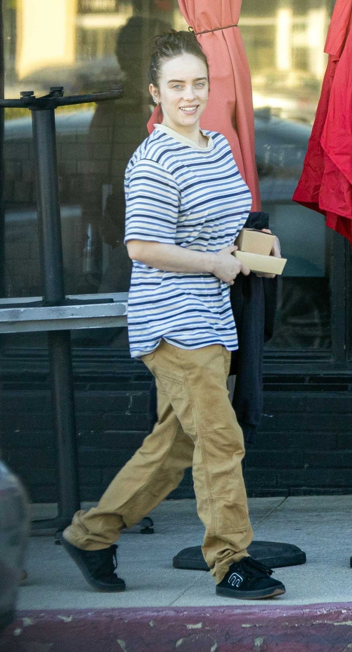 Billie Eilish in a Striped T-Shirt