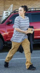 Billie Eilish in a Striped T-Shirt