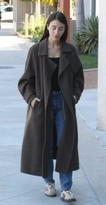 Caylee Cowan in a Brown Coat